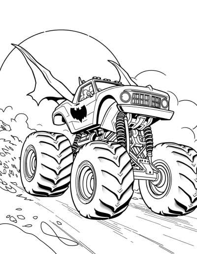 Speeding Batman Monster Truck In Action