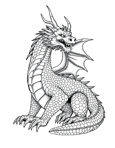 Captivating Dragon Coloring Page Design