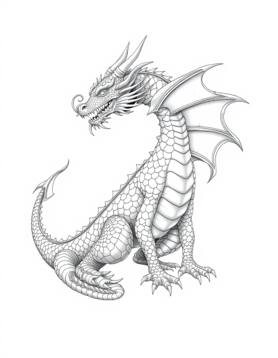 Fascinating 3D Effect Dragon Coloring Page