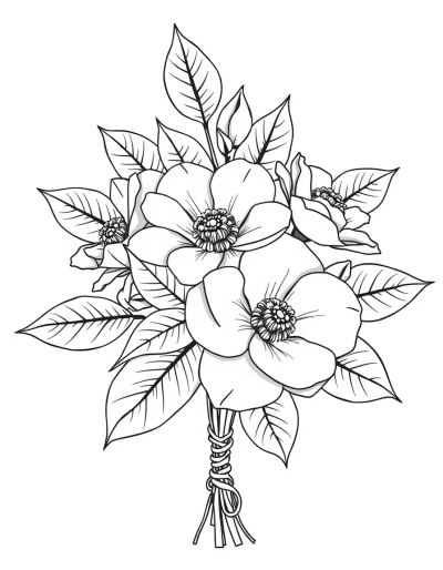 Charming Camellia Posy, Devoid Of Color