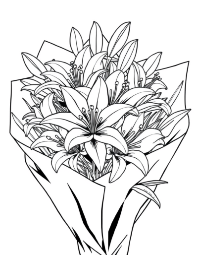 Colorless Lilies Enclosed In Large Wrapping