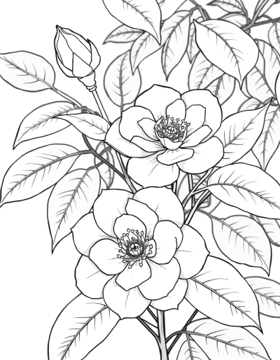 A Grayscale Camellia In Bloom