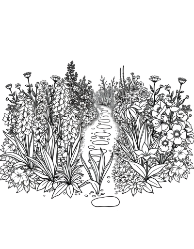 A Serene Garden Filled With Blooms