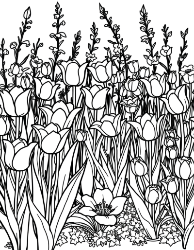 A Garden Filled With Blooming Tulips