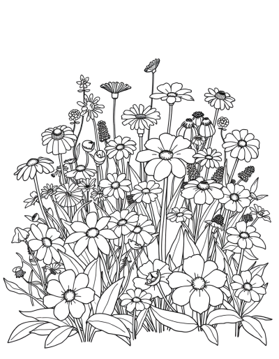 Variety Of Flowers, All Grayscale