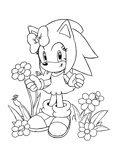 Amy Rose Playing With Flowers