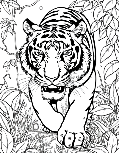 A Fierce Tiger Prowling Through The Jungle