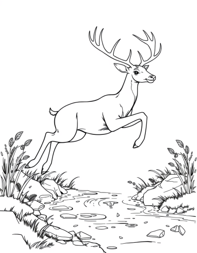 A Graceful Deer Leaping Over A Stream