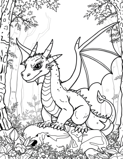 Dragon Exploring Enchanted Forest