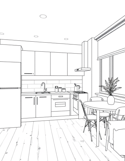 Bright Kitchen In Apartment Setting