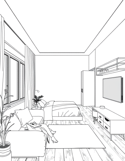 Comfortable Bedroom In Modern Apartment