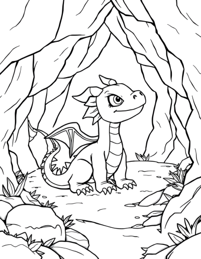 Baby Dragon Exploring A Magical Cave