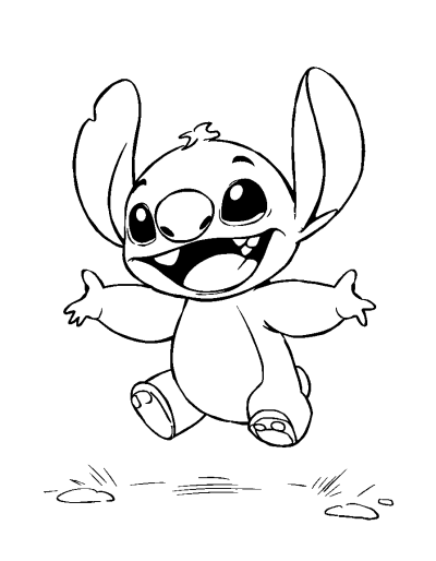 Playful Baby Stitch Jumping With Excitement