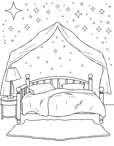 Dreamy Bed Under Starry Sky