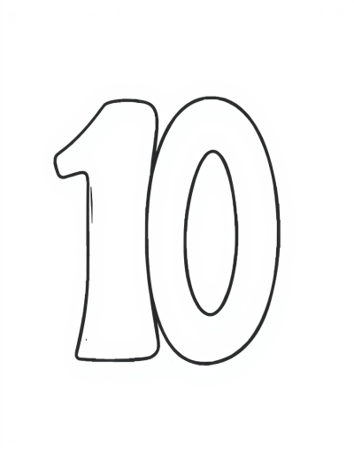 Color The Number Ten In Pastel Shades