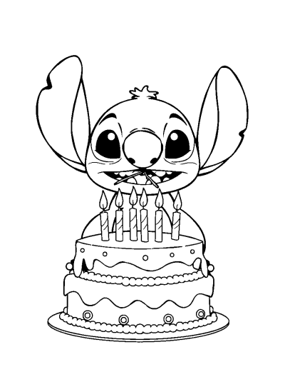 Stitch Blowing Out Candles On Cake