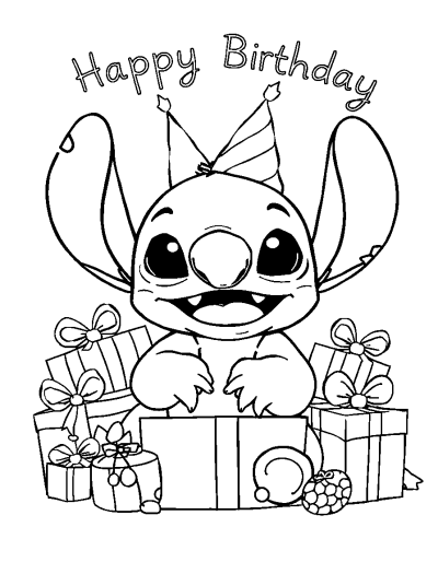 Stitch Opening A Pile Of Gifts