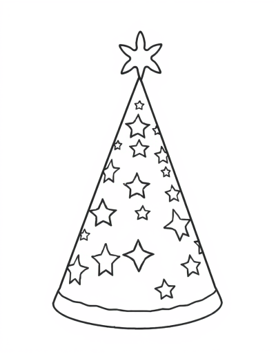 Color The Birthday Hat With Stars