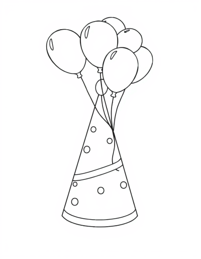 Draw Balloons On The Birthday Hat
