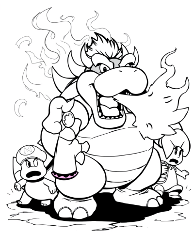 Bowser Breathing Fire At Mario