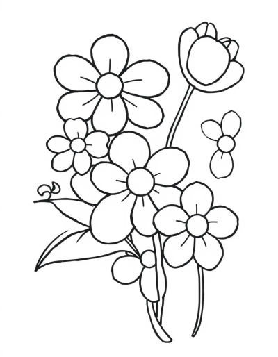 Cute Kawaii Flower Patterns To Color
