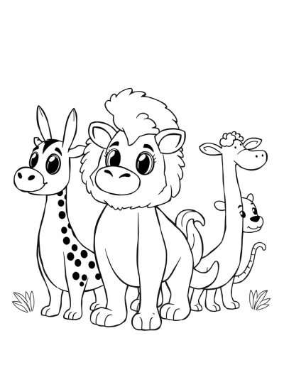 A Whimsical Cartoon Animal Parade