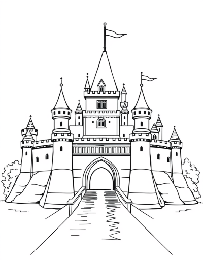A Grand Castle With A Drawbridge
