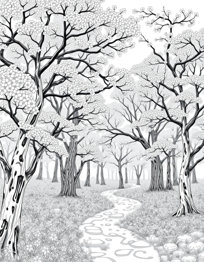 Fairy Tale Forest Without Color