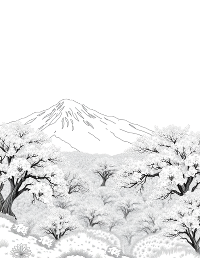 Serene Cherry Trees On Hillside