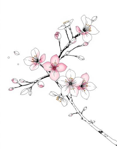 Soft Pink Flowers On Branches