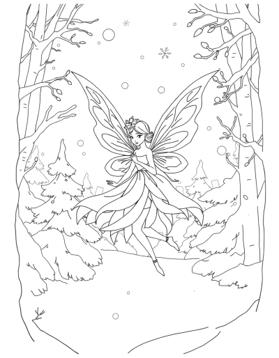 Elegant Christmas Fairy In The Snowy Forest