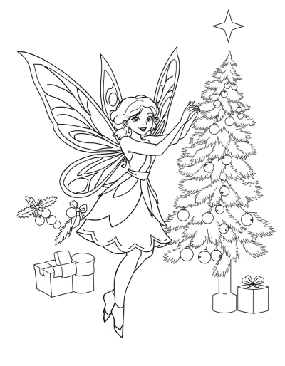 Joyful Christmas Fairy Decorating The Christmas Tree