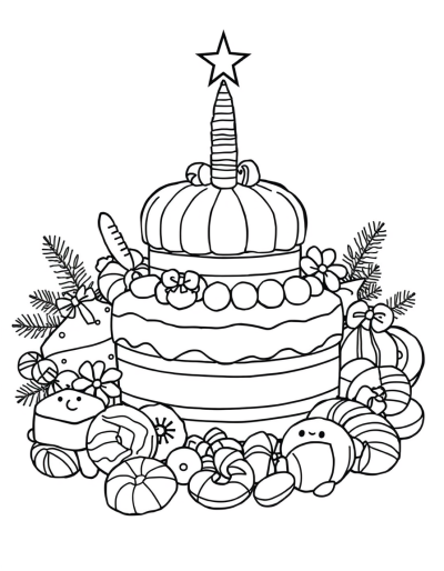 Color The Christmas Cake With Stripes