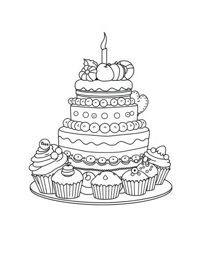 Layered Cake With Fruit Decorations