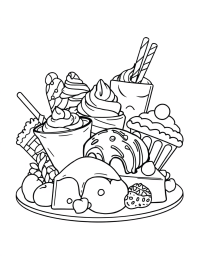 Yummy Treats Ready For Coloring