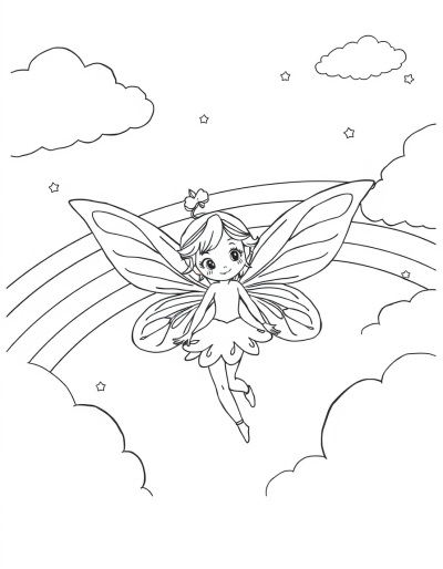 Delightful Fairy Painting Rainbow In Sky