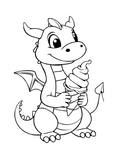 Friendly Dragon Sharing Ice Cream