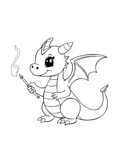 Magical Dragon Casting Spells With Wand