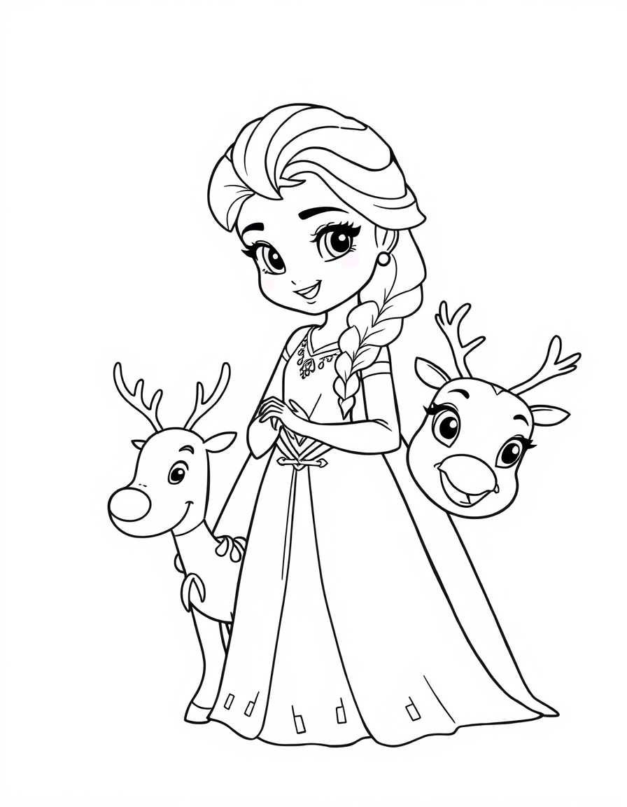 Adorable Elsa With Her Reindeer