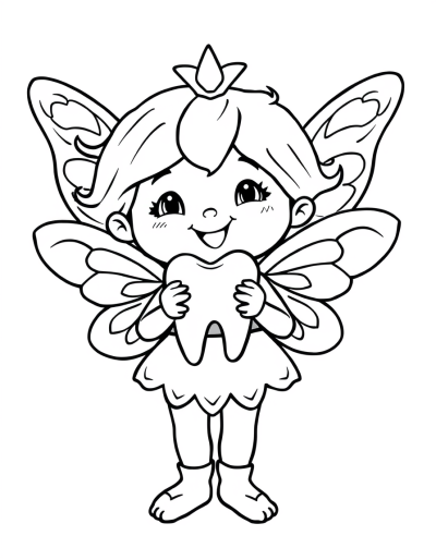 Cheerful Tooth Fairy Holding A Tooth