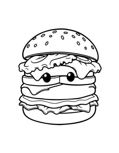 Color The Cute Cheeseburger