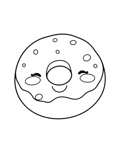 Cute Smiling Doughnut To Color