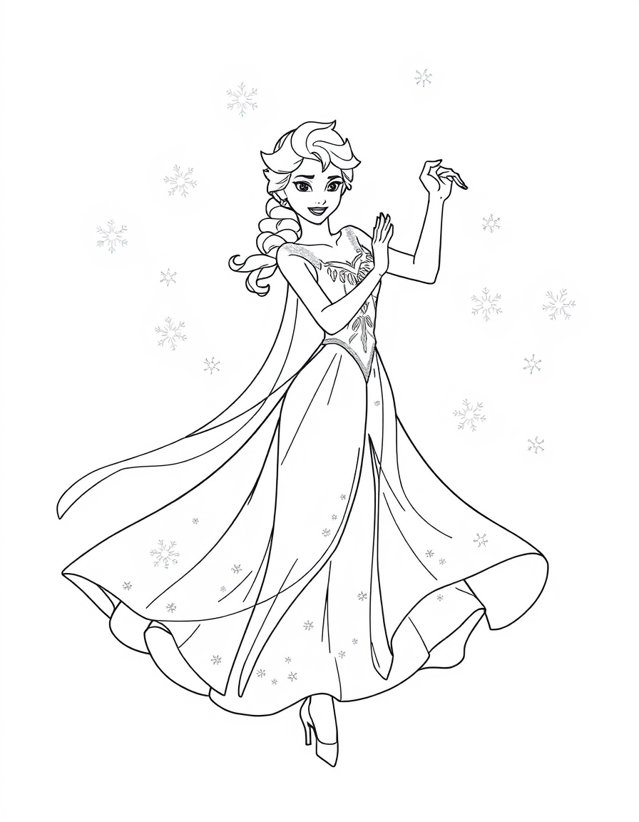 Elegant Elsa Dancing With Snowflakes