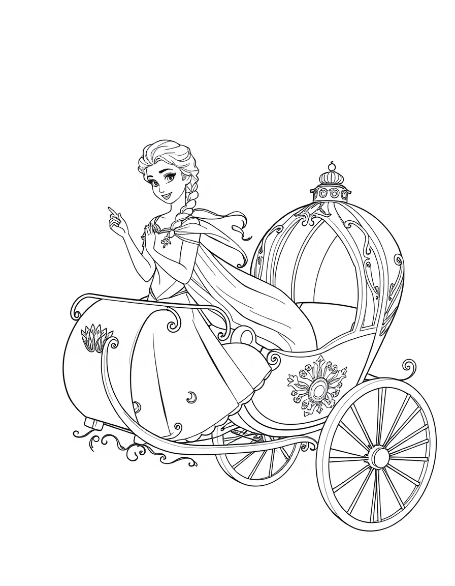 Elsa Riding In A Magical Carriage