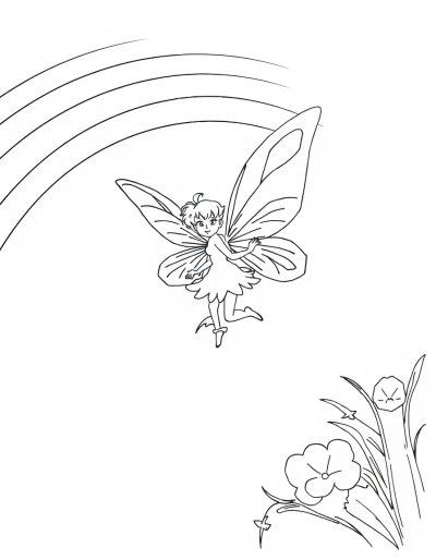 Fairy Flying Through A Rainbow