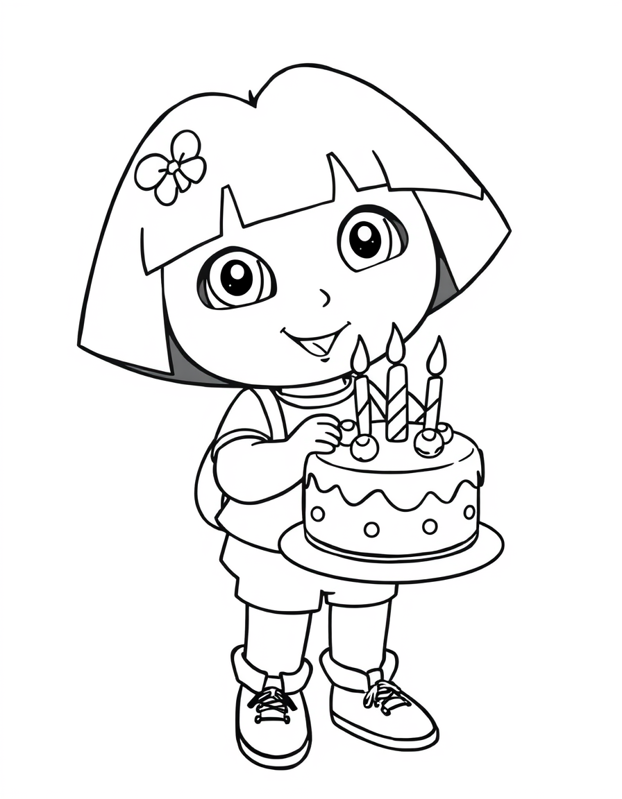 Dora Holding A Birthday Cake