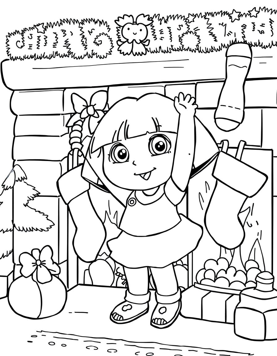 Dora Hanging Stockings By The Fireplace