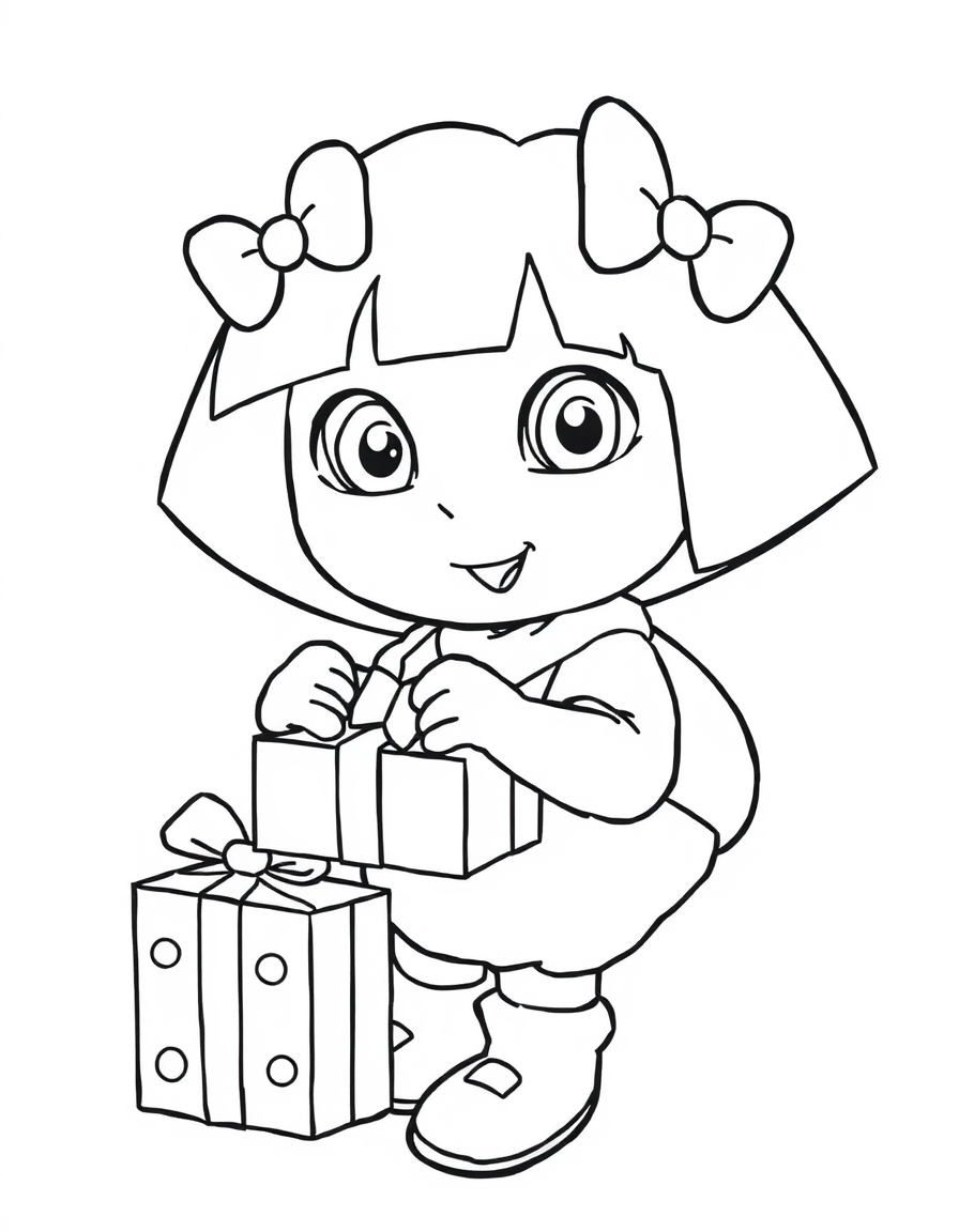 Dora Wrapping Presents With Ribbons