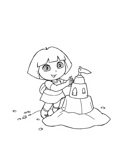 Dora Builds A Sandcastle