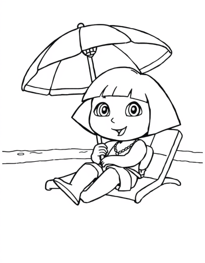 Dora Relaxes Under Umbrella